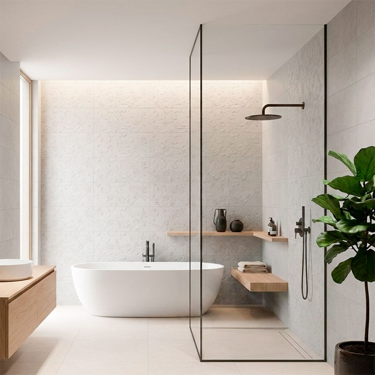 Cerámica Para Pared Estilo Biofilia Ceilan Deco 30x60 Perla
