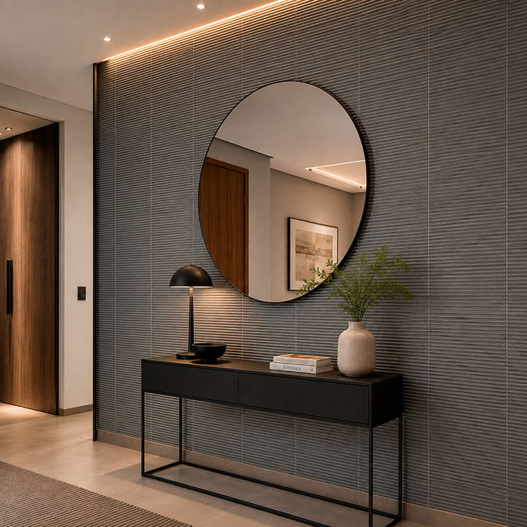 Cerámica Para Pared Estilo Brick Vivant Ligne Fumee 7x24.4 Gris