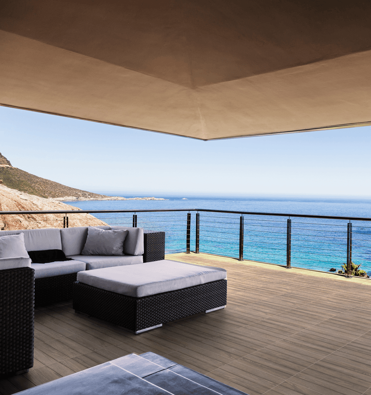 Cerámica Para Pisos Estilo Madera Uso Exterior Deck Sucupira Adz 60,3x60,3 Café