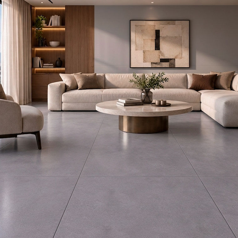 Porcelanato Para Piso Y Pared Estilo Cemento Upper Inout 100x100 Perla