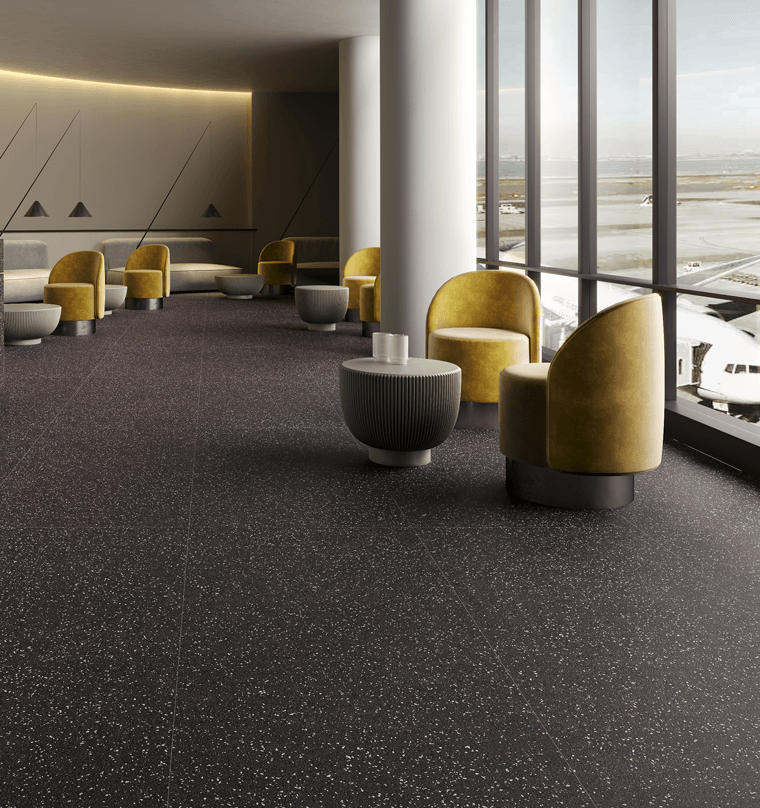 Porcelanato Para Piso Y Pared Estilo Terrazo Upperside Nigth 75x150 Negro